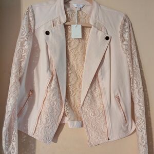 Candie's Light Pink Lace Sleeve Blazer